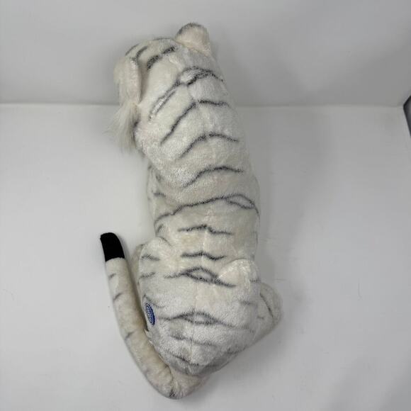 The Greatest Show on Earth Lying White Tiger 16" Long Plush Blue Eyes Realistic - Picture 8 of 11